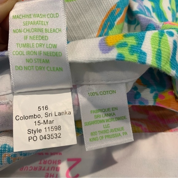 Lilly Pulitzer sz 2 Casa Marina Neon Floral Buttercup Scalloped Hem Shorts - Picture 7 of 7